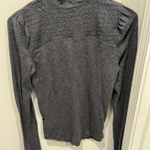 We The Free Gray Smocked Blouse